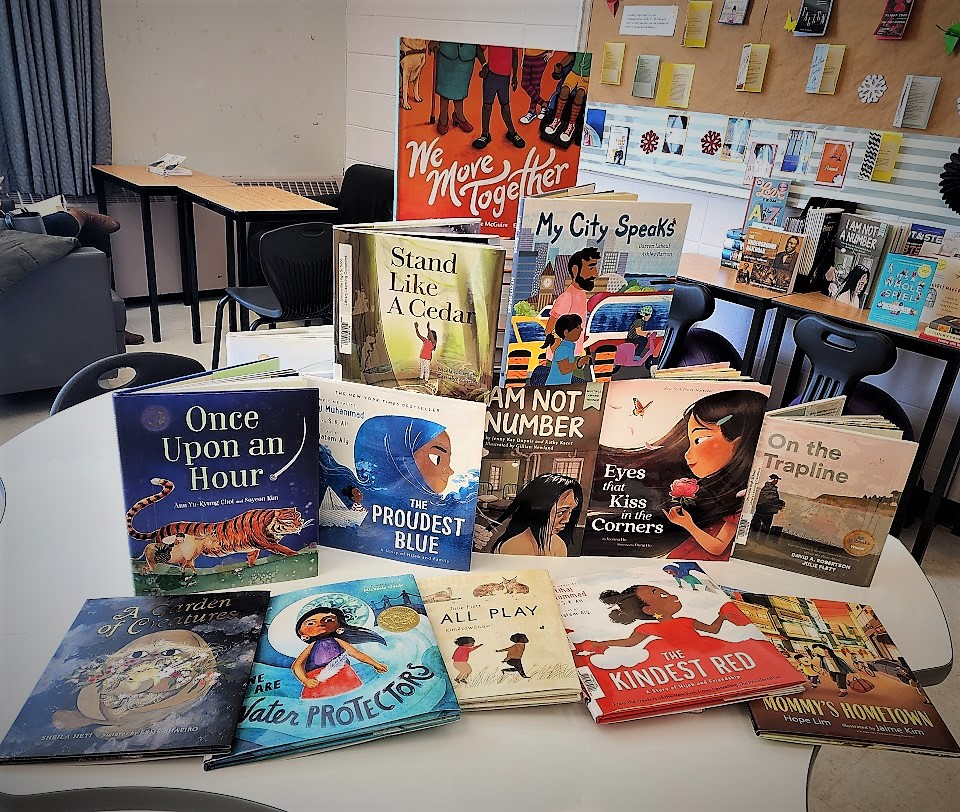 annykchoi's tweet photo. Our high school library has a wonderful collection of children's picture books! Love seeing students connect with their stories, creativity, and imagination. They are also a powerful way to start &amp; continue conversations around #DiversityandInclusion in our schools. https://t.co/BFipfLG3cA