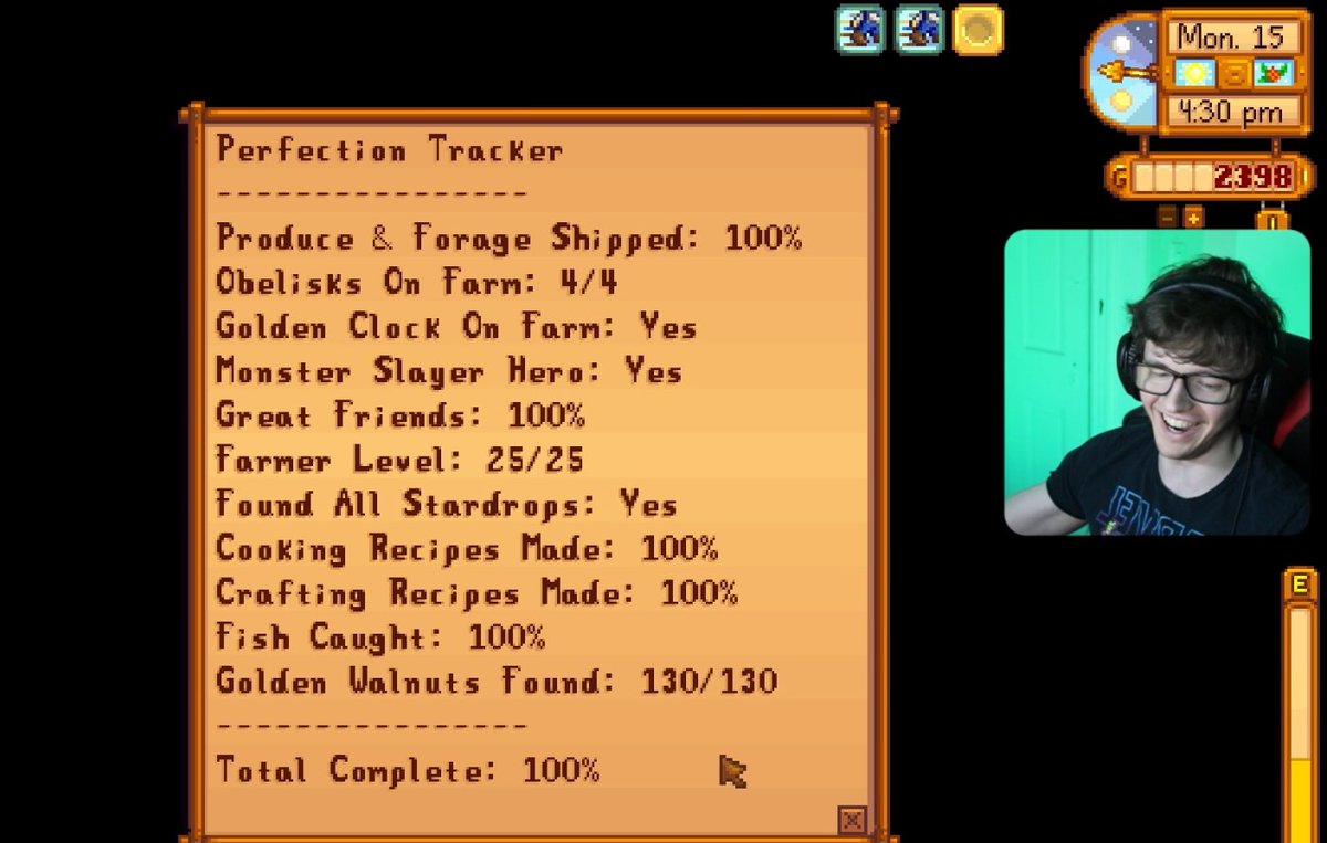 WE DID IT!! 🥳

Stardew 100%

This was the hardest challenge I've ever had to do. It took almost 150 hours to fully finish. Now time to do my Speedruns starting tomorrow 👀