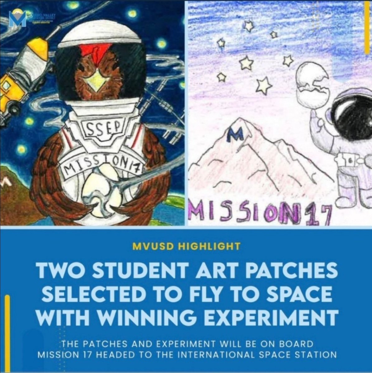 CoachYoung12's tweet photo. So my Son's art work is headed to SPACE! @RCOE @CNUSDAsstSup @MLTaylor804 @MSU_Football @FOXLA @RivCoSchoolSupt https://t.co/EkUPicBnDn