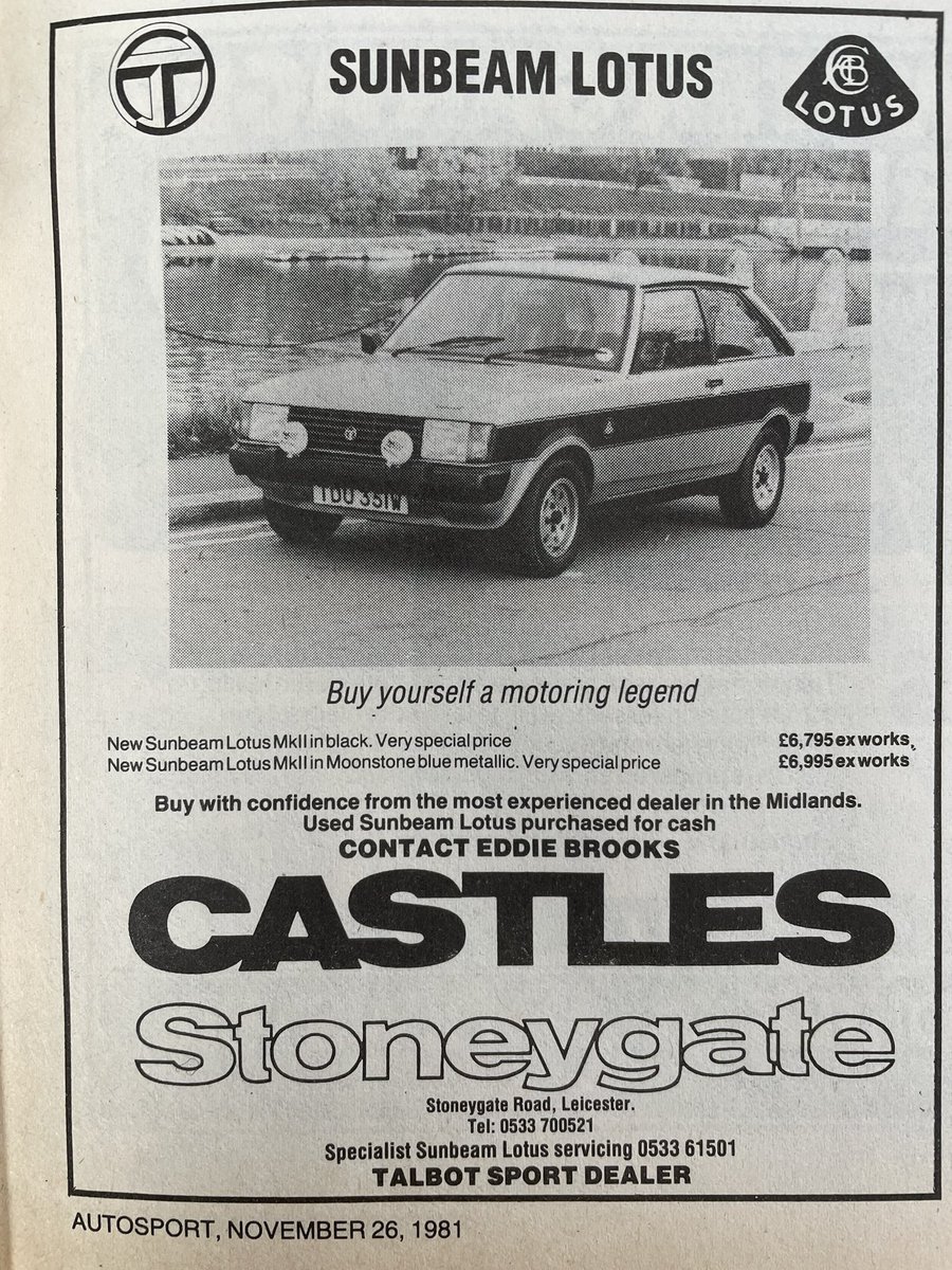 flaneurUK's tweet image. #talbottuesday and a cheeky little Sunbeam Lotus for £6795 in 1981