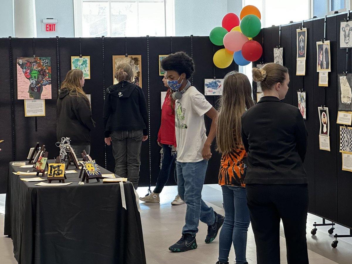 mpvisualarts1's tweet photo. The Fine Arts Center is the place to be this evening!  We are celebrating Youth Art Month.  Our reception will last until 7:30, come and join us!  #YAM2023 https://t.co/AdBJ8qnmEU