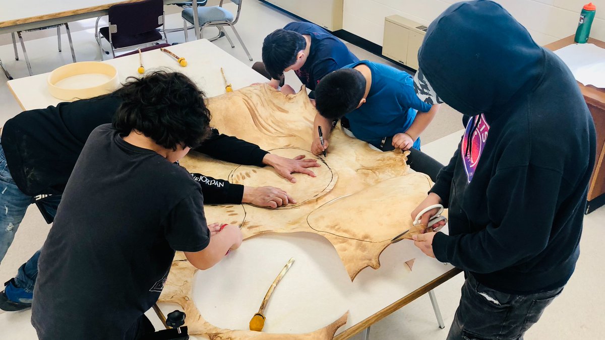 bw_RETSD's tweet image. Knowledge Holder Carl came to BWS today to start the process of making drums with some of our students. Their enthusiasm, laughter and cooperation filled the room all afternoon. @RETSDschools