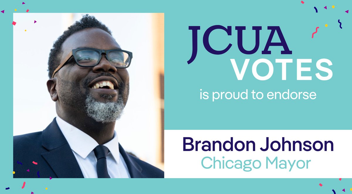 jcua_votes's tweet photo. JCUA Votes is proud to endorse @Brandon4Chicago! 

With Brandon, we have an historic opportunity to elect a progressive champion to the most powerful position in the city. Let's make it happen!✨ https://t.co/l3xvI9djwL