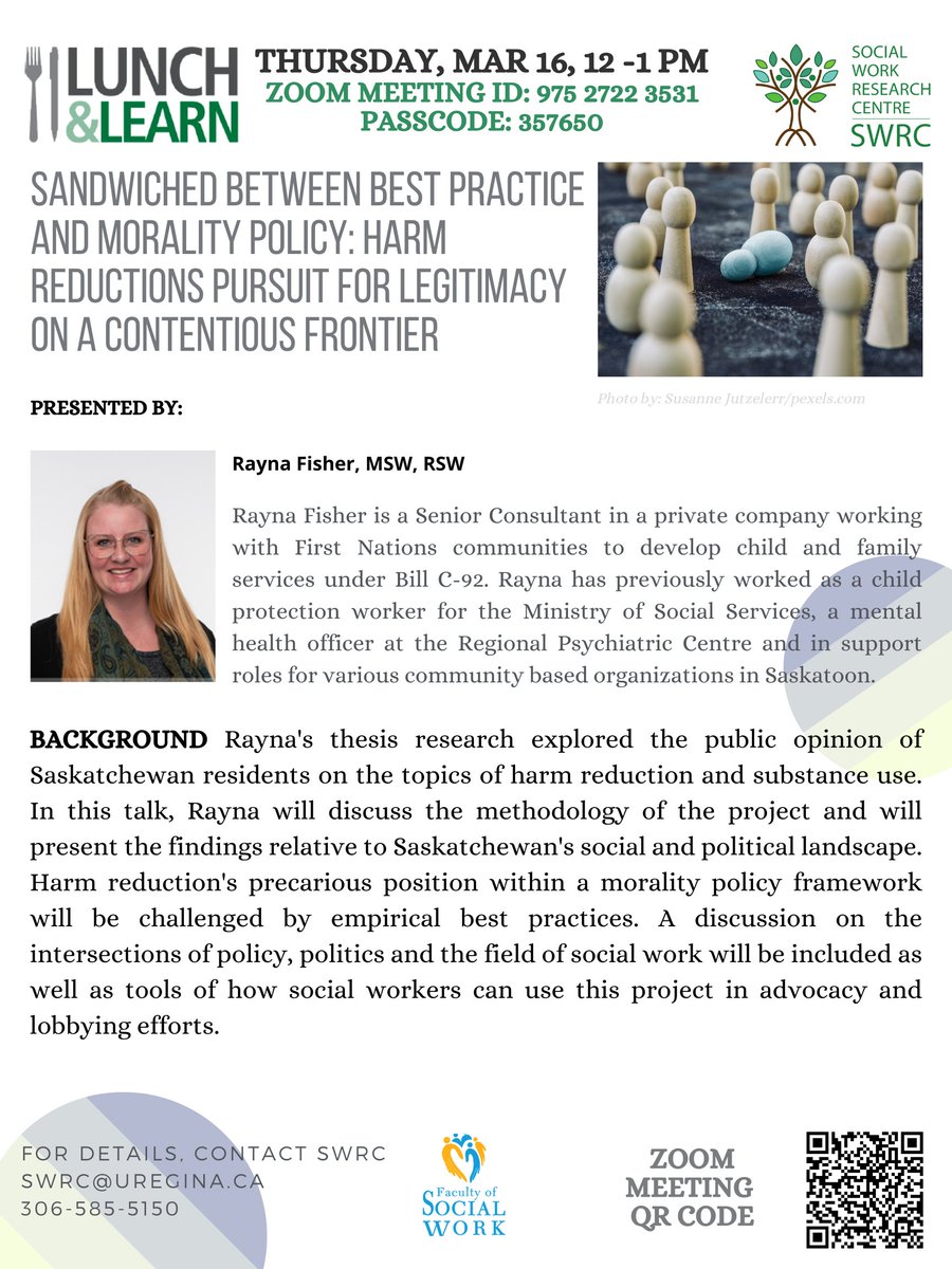 You are invited!!!
Please join our next Lunch &amp; Learn Presentation on March 16, 2023 from 12:00-13:00.
Join Zoom Meeting:
uregina-ca.zoom.us/j/97527223531?…
Meeting ID: 975 2722 3531 Passcode: 357650