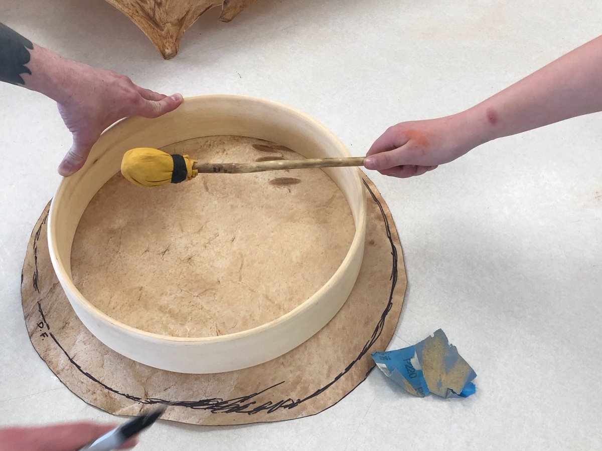 bw_RETSD's tweet image. Knowledge Holder Carl came to BWS today to start the process of making drums with some of our students. Their enthusiasm, laughter and cooperation filled the room all afternoon. @RETSDschools