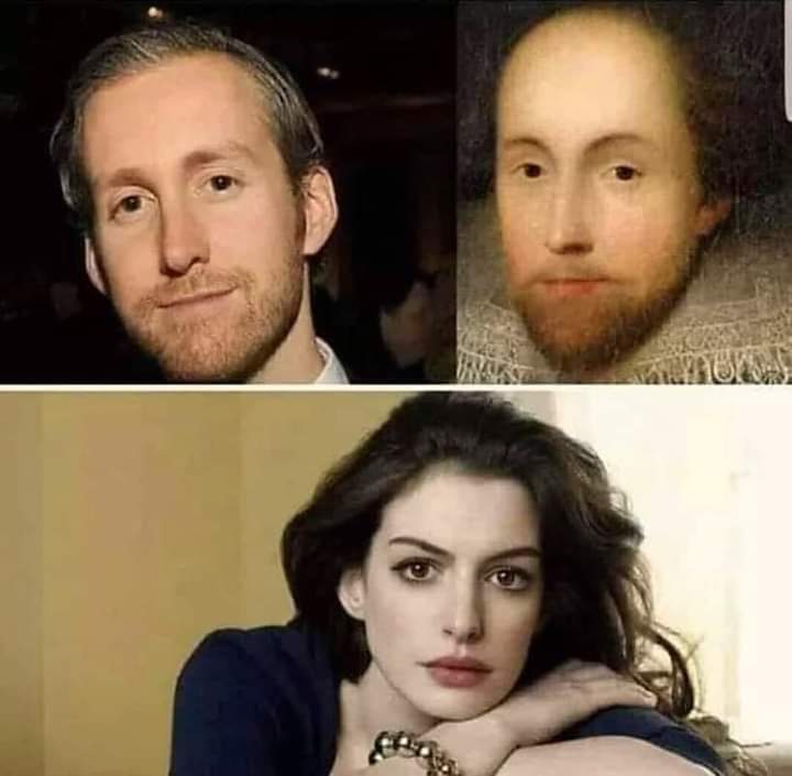 Loretitolinda's tweet photo. El marido de Anne Hathaway se parece mucho al poeta William Shakespeare. La esposa de William Shakespeare, que murió en 1623, se llamaba Anne Hathaway.

Shakespeare un día escribió "La vida es demasiado corta para amarte solo en una, prometo buscarte en la otra vida. " https://t.co/sZZkaVTMH7