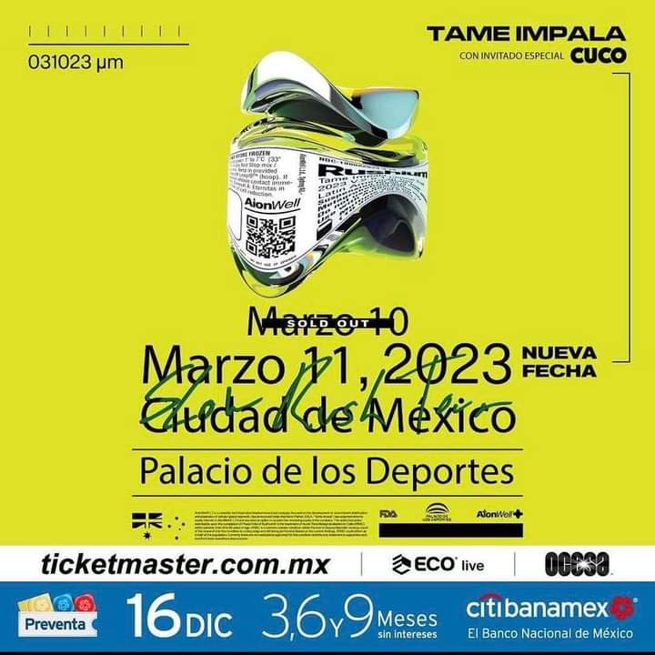 🔥 <a href="/tameimpala/">Tame Impala</a> regresa a la Ciudad de México + #Cuco 🔥

📌 Palacio de los Deportes
📅 10 y 11 de Marzo