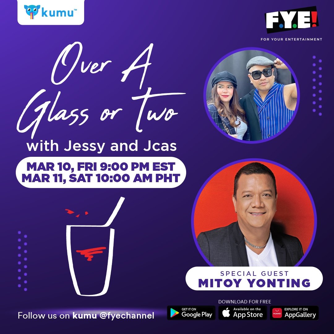 🚨 Join us as we speak & get to know, for the second time in OAGOT, Singer, Comedian & Actor, Michael Yonting, better known as Mitoy Yonting #OverAGlassOrTwo 💯

@mitoyonting  
facebook.com/mitoyzrock
youtube.com/user/MitoyYont…
open.spotify.com/artist/1Y8Cxlt…

#OAGOT #FYEChannel