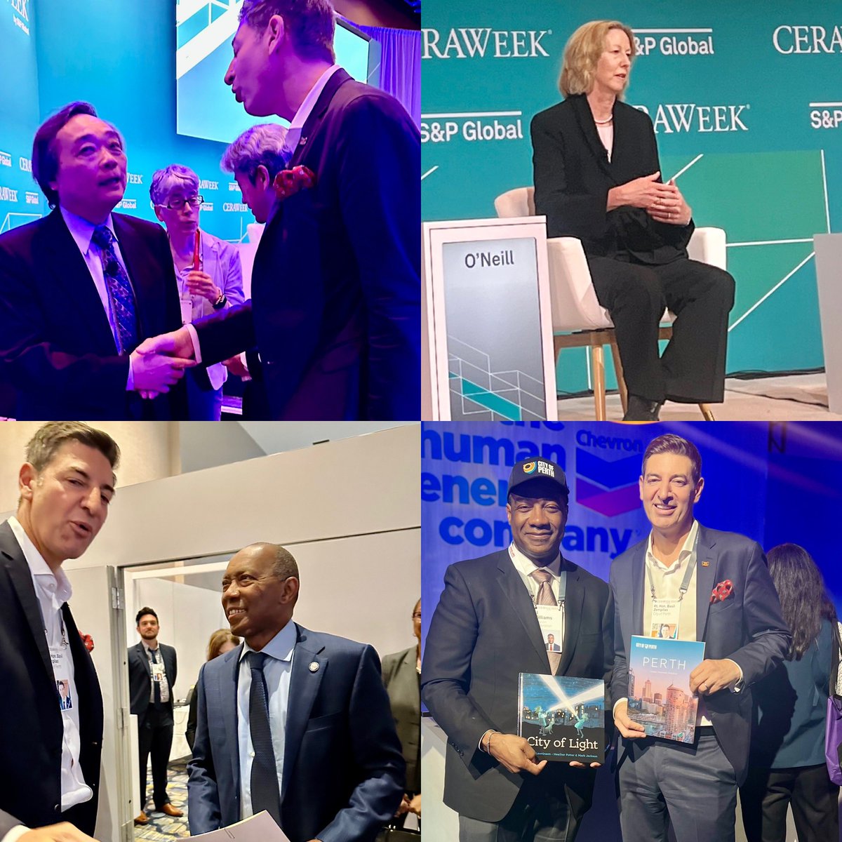 BasilZempilas's tweet photo. Inspiring day two @CERAWeek representing the @CityofPerth & listening and learning about energy transition from CEO’s and leaders @inpexaustralia, Woodside Energy, @HoustonTX & @Chevron. Perth is a founding member of the World @Energy_Cities Partnership. #CERAWeek
#WECP https://t.co/SKeevmfkoD
