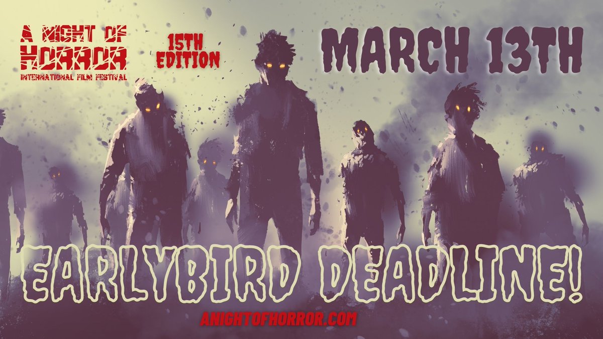 ANightOfHorror's tweet photo. Less than a week until our EARLYBIRD DEADLINE!
Enter your #feature, #shortfilm, #documentary, #animation, #Lovecraft-inspired, #webepisode, or unproduced screenplay.
It's easy to enter online via FilmFreeway here: https://t.co/LwTXwxltX4 https://t.co/ysXrJEQ36T