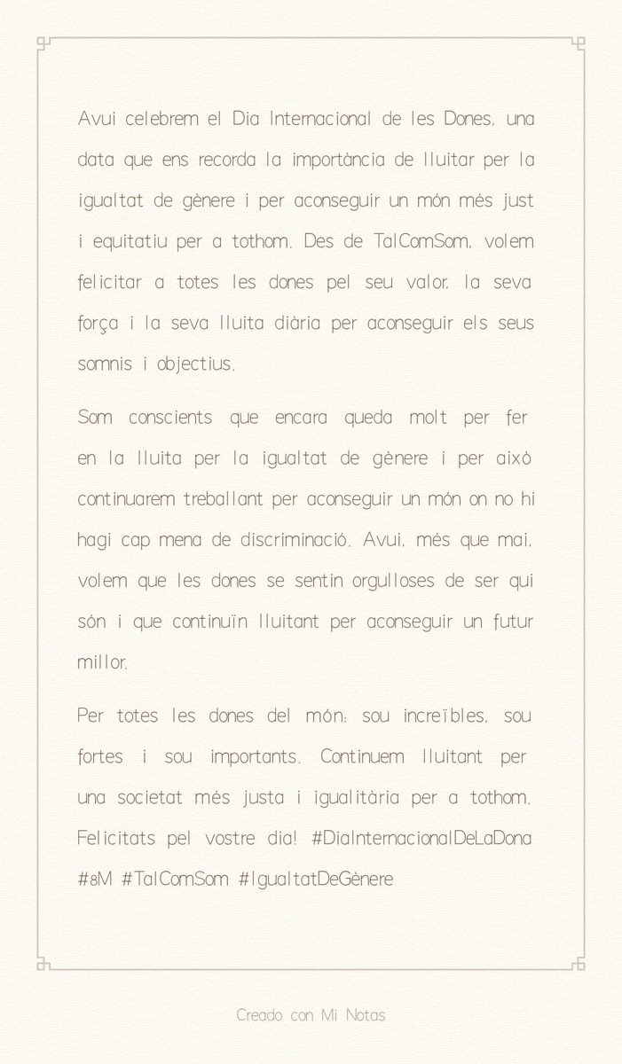 TALCOMSOM's tweet photo. #diadelesdones #DiaInternacionalDeLaDona #8M #TalComSom #IgualtatDeGènere https://t.co/B7xJIeTjM4