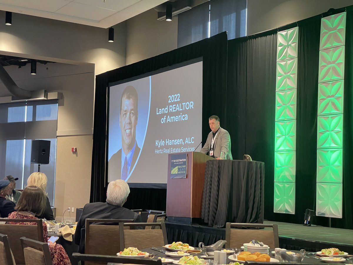 KyleHansenALC's tweet photo. Very humbled to receive the Land REALTOR of America award from the Realtors Land Institute @RLILand https://t.co/SIImnx6KCR