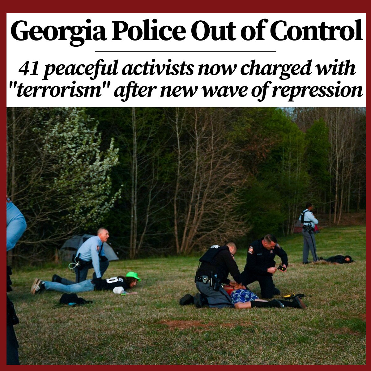 djvesper's tweet photo. @Georgia_AG @POTUS The cops are terrorists and anyone with eyes can see it.
Corporate Cronie -politicians will push the BS narrative that the First Amendment is somehow terrorism.
It's not.
The people have spoken.
#StopCopCity #PoliceBrutality #DefundThePolice #NoJusticeSystem #abolishthepolice https://t.co/c91mQmRp9z