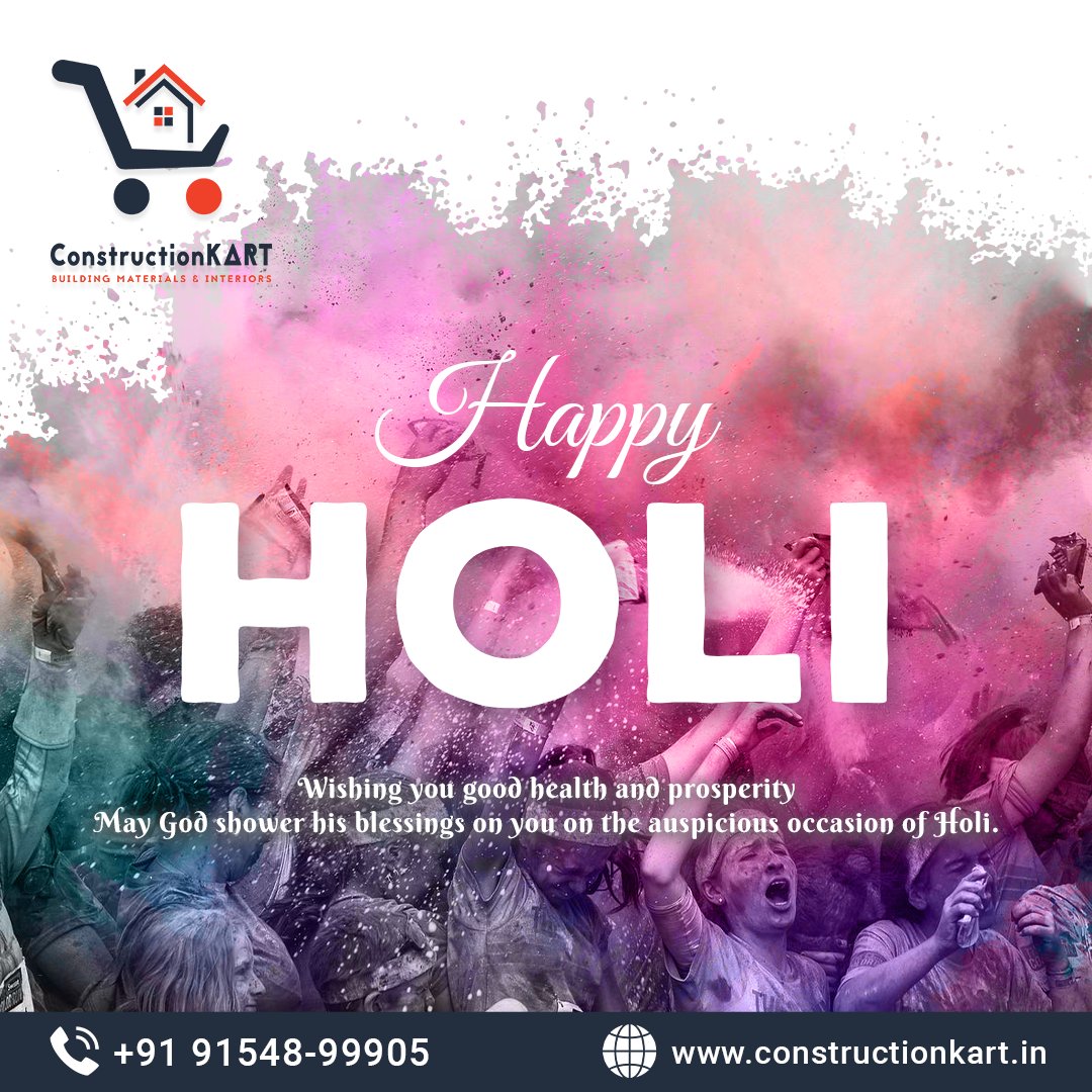 Constructionkrt's tweet photo. Best wishes to you and your family for a Holi filled with sweet moments and memories to cherish for a long.🎉

May the beautiful colours of Holi brighten your life with new energy and hope. 🤩

Constructionkart wishes you all a very Happy Holi, everyone. 🎉

#constructionkart https://t.co/vpdOnNwEKP