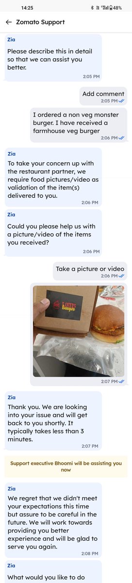 ksujit's tweet photo. @zomato delivers the wrong order and refuses to refund the amount... The order value is 600 and @zomato refunds 159/- when asked for the logic behind the reason no one answers!! #boycottzomato https://t.co/S7KMfGIh8g