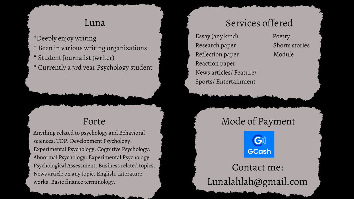 Luna_lahlah's tweet photo. Hi everyone! Lunalahlah here. This is my first time doing #commstwt, but not my first time writing. 🌝 I would love to share with you my skills. Hope you'll consider me.

See you in writing!

Check the thread for further details.

Thank you in advance!

much love,
Lunalahlah 🌜 https://t.co/Vf2S8y8j7d