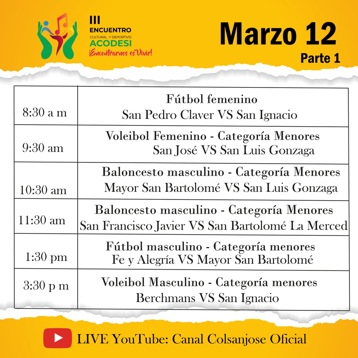 Colsanjose_baq's tweet photo. ¡Cero y van dos! Mira aquí las transmisiones de mañana 😿el #ÚltimoDía de los #ACODESI
🎥 https://t.co/XfMBkYLSWJ
#ColegioSanJosé / #BienestarEstudiantil / #CalendarioB / #FormaciónIntegral / #Barranquilla / #ACODESI / #EncontrarnosEsVivir https://t.co/8VD5ofRZcr
