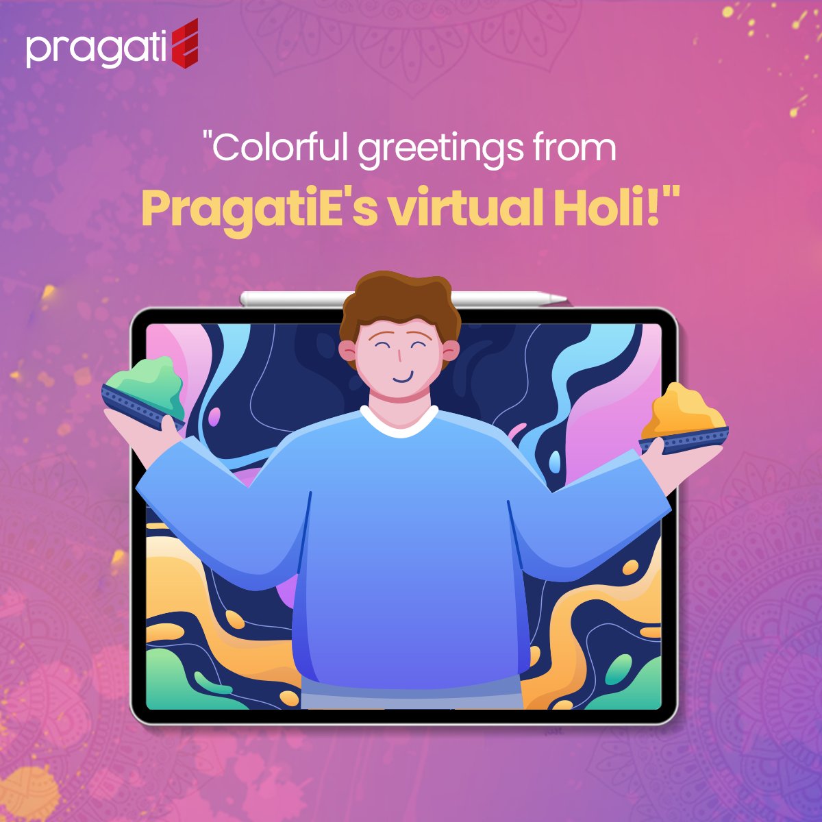 Let's keep the festive spirit alive in our hearts and have a joyous and safe Holi. 

Wishing everyone a Happy Holi from our team!

#PragatiE #VirtualPlatform #Holi2023 #HappyHoli