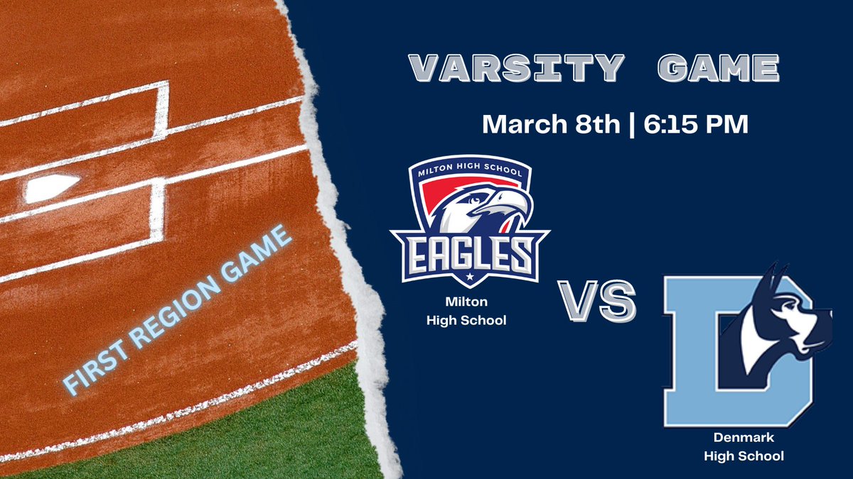 Come support your Danes tonight for our first region game!!!
🆚 <a href="/Milton_Baseball/">Milton Baseball</a> 
📍Denmark HS | Alpharetta, Ga
🕖 6:15pm
📊 GameChanger