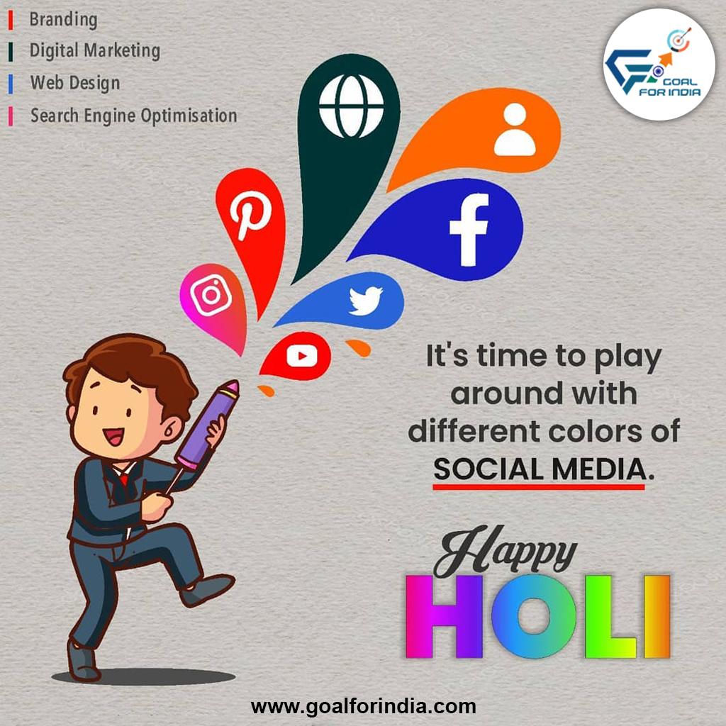 Team #GoalForIndia wishes everyone the best on the festival of colors, a very #HappyHoli, celebrate the festival of colors with love and happiness. To avail of our #HoliOffer give us a call on 7838403332. #DM #DigitalMarketing #DigitalMarketingServices #DigitalMarketingAgency