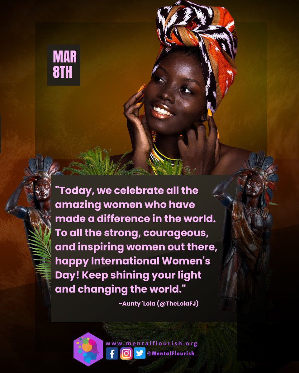 TheLolaFJ's tweet photo. Happy International Women's Day
#IWD2023 #EmbraceEquity
#WeMatter #MentalFlourish #Wellbeing #MentalHealth  #EdifyingSoulfood  #PersonalTransformation #MindMatter #EdifyingSoulfood #MentalFlourish #DareToShine #KeepShining #FlourishingYou #RemakableYou #ESFWoman #ESFCelebrates https://t.co/OpW032rkh5
