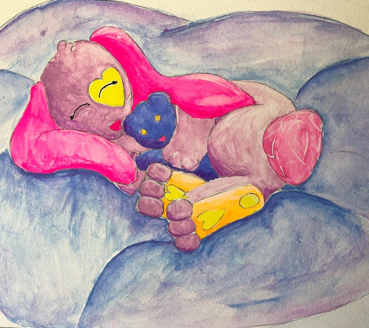Thank you everyone who spent their Tuesday evening chilling on the stream with me! I made the sleepiest little bunny with the most vibrant watercolors you ever did see! 🤩🐰🌈 Thank you <a href="/cunch/">Jebby "lilcunchy" Goldbarf</a> ! See you guys next week for more Tuesday &amp; Chill on Crafting Badly! 🎨