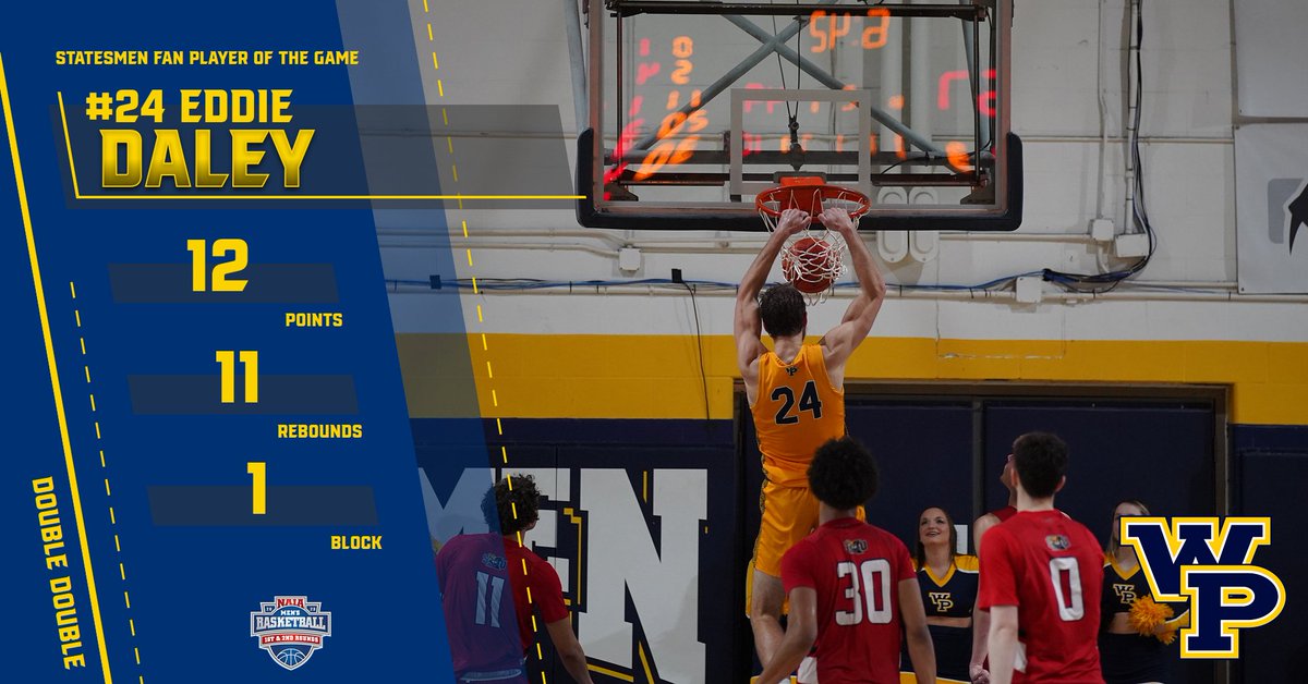 New Number … Same Result | Eddie Daley takes home his third straight player of the game award, as Men's Basketball advances to the second round of the NAIA National Tournament.

Hit the link to download the app and vote during every game!! apps.apple.com/us/app/william…