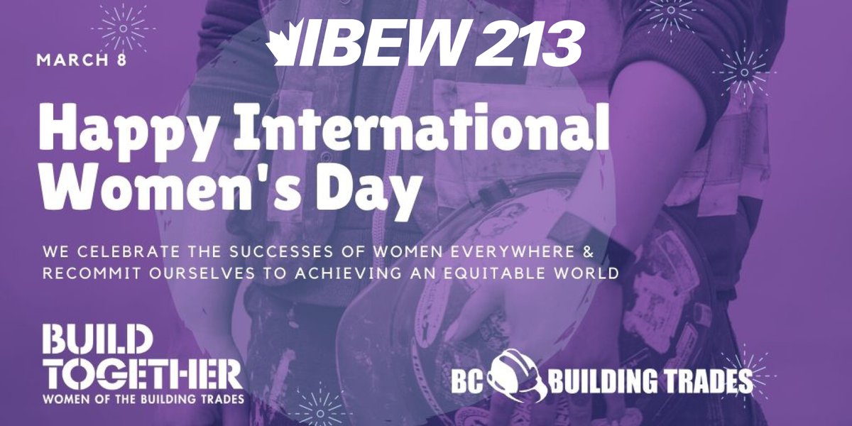 IBEW213's tweet photo. March 8 is International Women's Day. This year's theme is #EmbraceEquity.

Equal opportunities aren't enough. People start from different places, so true inclusion and belonging require equitable action. Read more: https://t.co/oeGbmvPMZ7 https://t.co/j4VxG1qVsZ