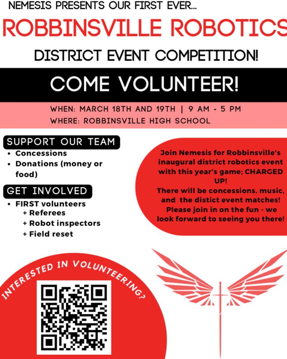 With the inaugural FMA Robbinsville District Event in a few weeks, we’d love for you to be a part of it! If you are interested in volunteering, you can learn more and sign up by using the QR code. Hope to see you there!