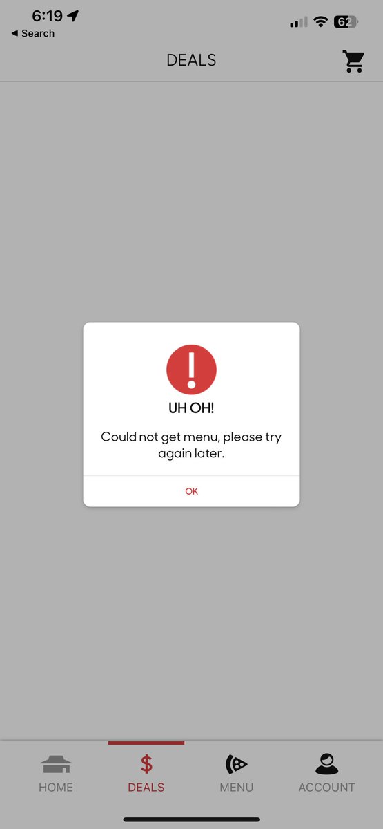 McCodeman's tweet photo. @pizzahut You’ve outpizzad yourself.  Your mobile app won’t load store deals or menus. https://t.co/FE3AMkdR8W