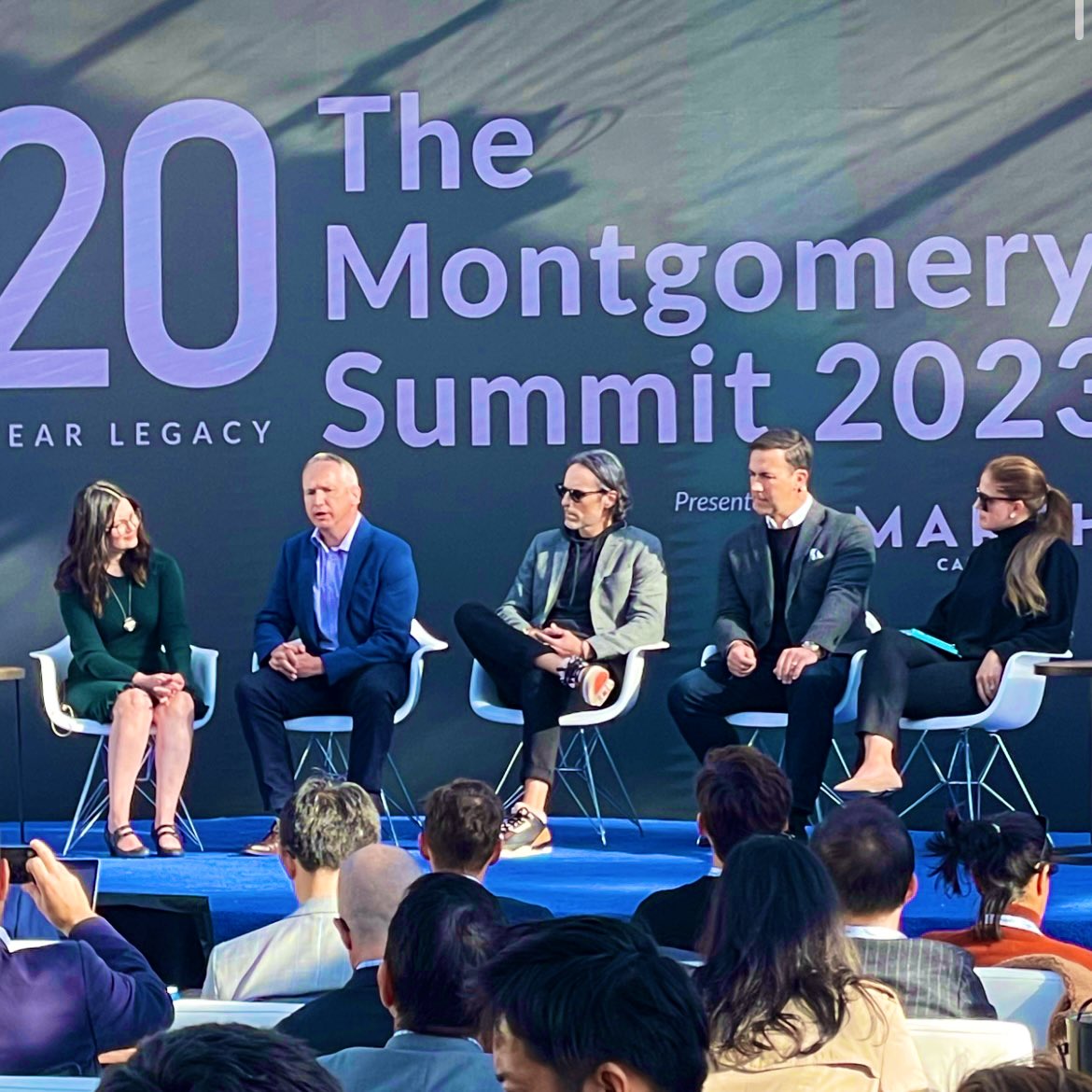 Katie_Roof's tweet photo. At Montgomery Summit in Santa Monica, moderating a panel on tech IPOs, M&amp;A, etc. A couple of the panelists were on stage with me last year, so I checked the tape to see if their predictions came true! https://t.co/u5r1keSixW