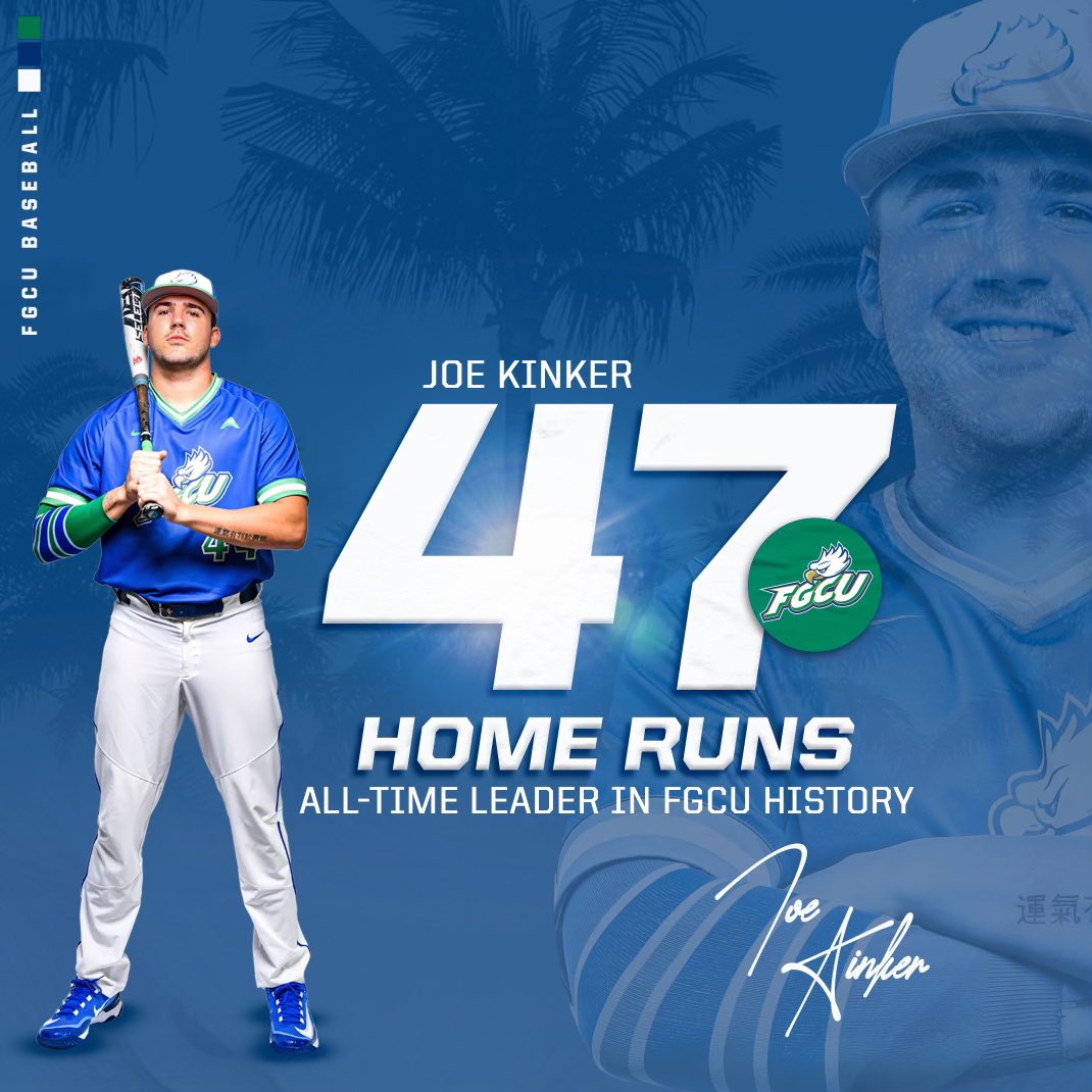 FGCU Baseball ⚾️ (@fgcu_baseball) on Twitter photo OUR GUY <a href="/JoeyKinker/">joey kinker</a> IS FGCU’s ALL-TIME HOME RUN LEADER FOLLOWING HIS TWO-RUN BLAST IN THE FIRST!
#WeKnow #WingsUp #FGCU 🤙🦅🌴 ⚾️ OUR GUY <a href="/JoeyKinker/">joey kinker</a> IS FGCU’s ALL-TIME HOME RUN LEADER FOLLOWING HIS TWO-RUN BLAST IN THE FIRST!
#WeKnow #WingsUp #FGCU 🤙🦅🌴 ⚾️