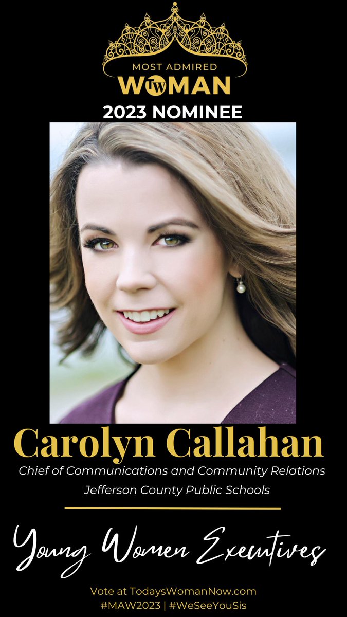 Carolyn Callahan (@carolyncal_) on Twitter photo Honored to say I’m a nominee for <a href="/TodaysWomanMag/">Today's Woman Magazine</a> Most Admired Woman in the Young Women Executives category. You can vote for someone in each of the categories here: todayswomannow.com/maw2023/#/gall… Honored to say I’m a nominee for <a href="/TodaysWomanMag/">Today's Woman Magazine</a> Most Admired Woman in the Young Women Executives category. You can vote for someone in each of the categories here: todayswomannow.com/maw2023/#/gall…