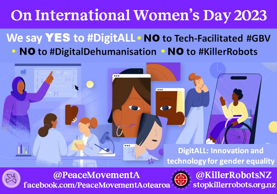 On #IWD2023 ... #DigitALL #EndTFGBV #DigitalDehumanisation #KillerRobots <a href="/ban_kr_aus/">Australia Stop Killer Robots Campaign</a> <a href="/BanKillerRobots/">Stop Killer Robots</a> <a href="/uk_robots/">UK Campaign to Stop Killer Robots</a> <a href="/redsehlac/">SEHLAC</a> <a href="/PAXKillerRobots/">PAX Stop Killer Robots</a> <a href="/MinesActionCan/">Mines Action Canada</a> <a href="/4disarmament/">Ministry for Disarmament</a> @Article36 <a href="/elizabethminor3/">Elizabeth Minor</a> <a href="/andrewtychen/">Andrew Chen</a> @timjonesbooks <a href="/IrelandUNGeneva/">Ireland at UN in Geneva</a> <a href="/JulijaSardelic/">Dr Julija Sardelić</a> <a href="/ousmannoor/">Ousman Babir Noor</a>