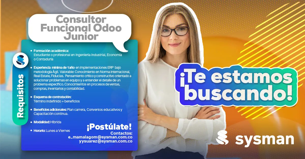 Sysman_Software's tweet photo. En Sysman queremos que seas parte de nuestro equipo, si te identificas con alguno de los siguientes perfiles profesionales no dudes en contactarnos.🕺 💃 

https://t.co/VOKPR0ywB8 

#convocatorias #TrabajoSiHay #Postulate #sysmanweb #tecnologia https://t.co/WHwOxuqdRX