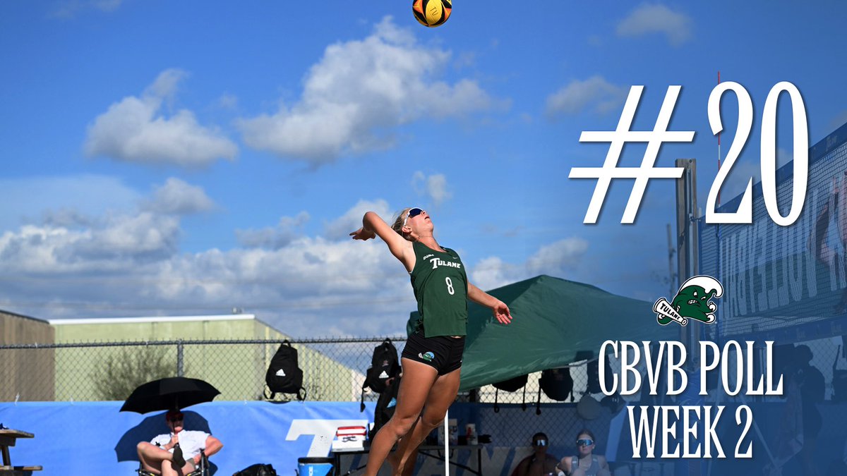 GreenWaveBeach's tweet photo. 𝙋𝙪𝙩 𝙪𝙨 𝙞𝙣 𝙩𝙝𝙚 𝙋𝙤𝙡𝙡𝙨❕
The 🌊 rolls into the #CBVB Week Two rankings at #2️⃣0️⃣!
#RollWave🌊🏖 https://t.co/DQaTVkOPS3