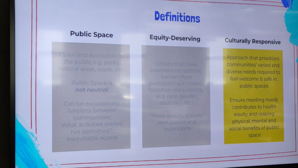 ZhixiZ's tweet photo. Shaping culturally responsive public spaces by identifying the needs of equity-deserving groups in public spaces &amp; challenging power dynamics &amp; colonial structures @TMUsurp @STEPSPublicArt @bridgetannmac @dcolangelo2 @CeeHevesi @place_canada https://t.co/iOh9KCqPUM