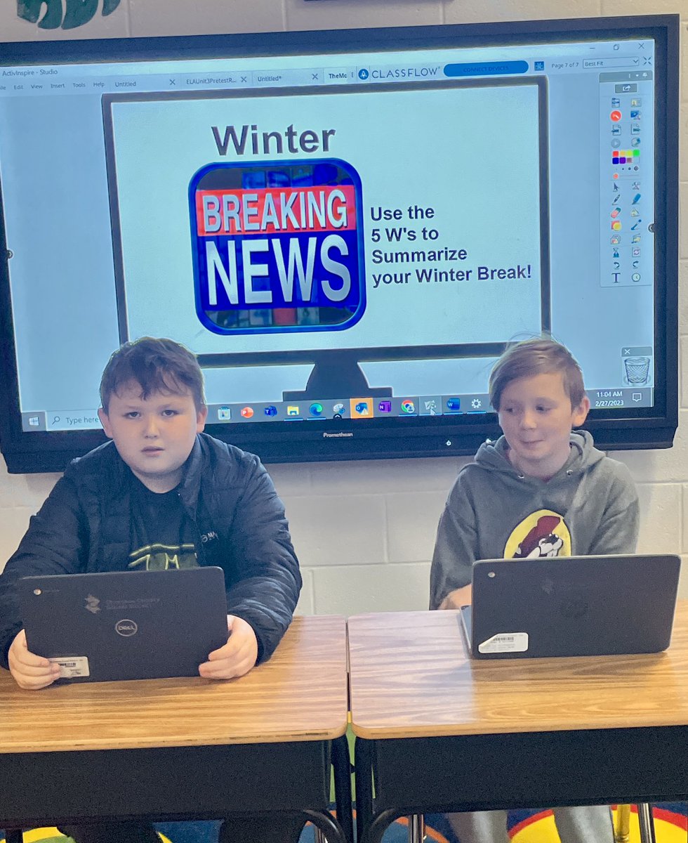 Sharpening our summarizing  and public speaking skills as news anchors. Back to you, Mrs. Freeman! #bgrocks