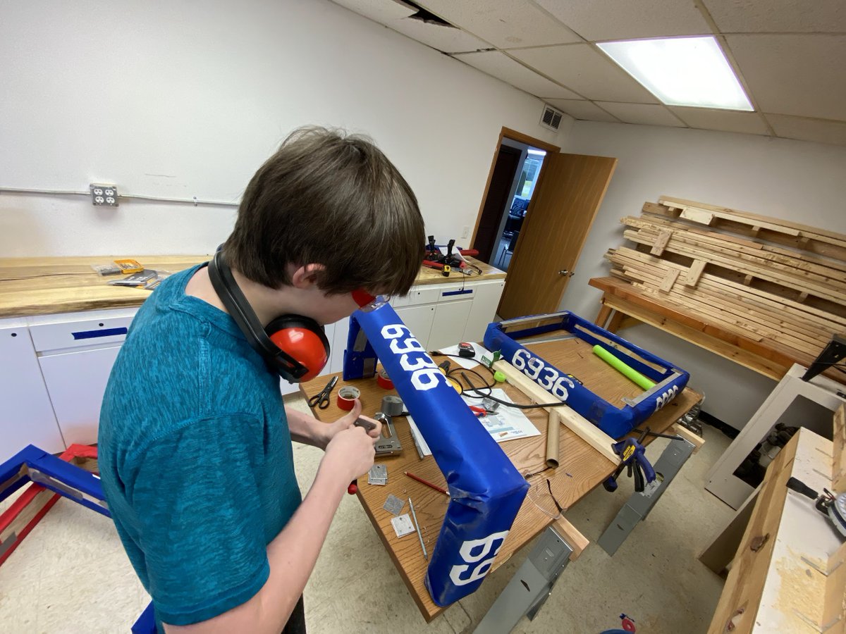 FRC6936's tweet photo. With a week (plus a day) until our first competition, we are very excited. Our robot is completed and programming and drive practice is in full swing!!! https://t.co/C831AJjh4n