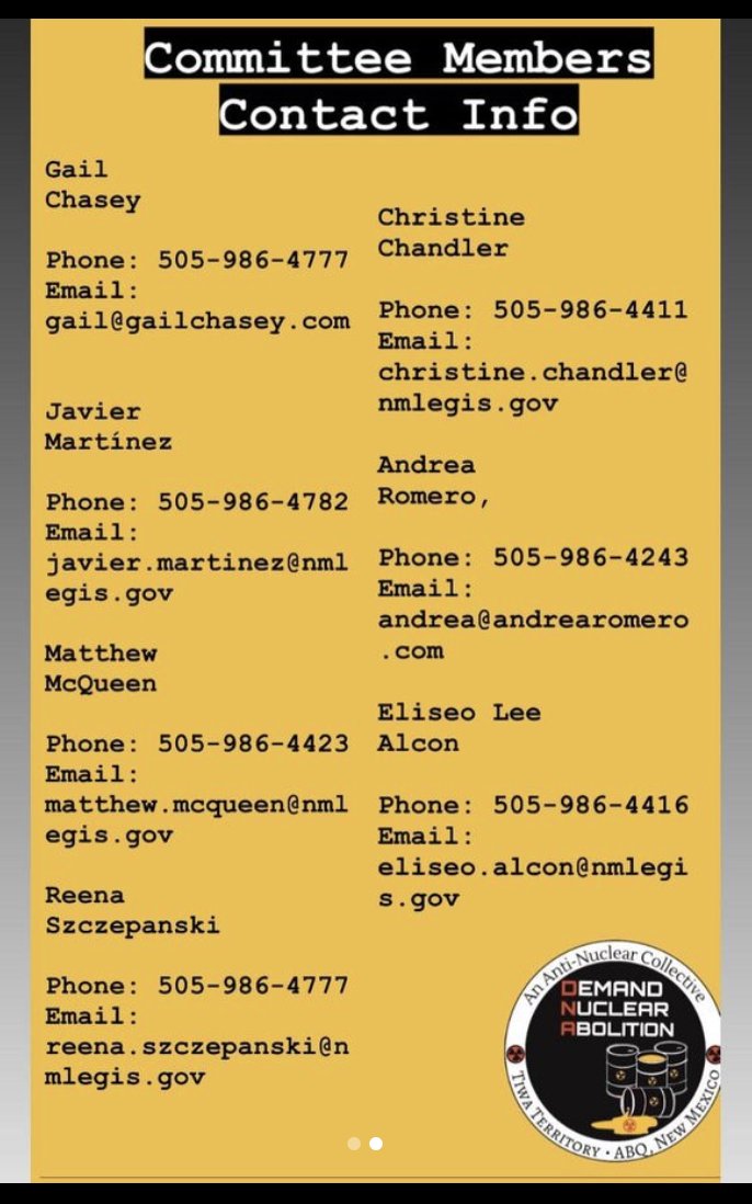 SB-53 Storage of Certain Radioactive Waste is scheduled to be heard in its last committee, House Judiciary, tomorrow Weds March 8th at 1:30pm. Pls urge members to vote yes so that the state can prohibit permits for projects like Holtec. 
<a href="/DNA_NewMexico/">Demand Nuclear Abolition</a>