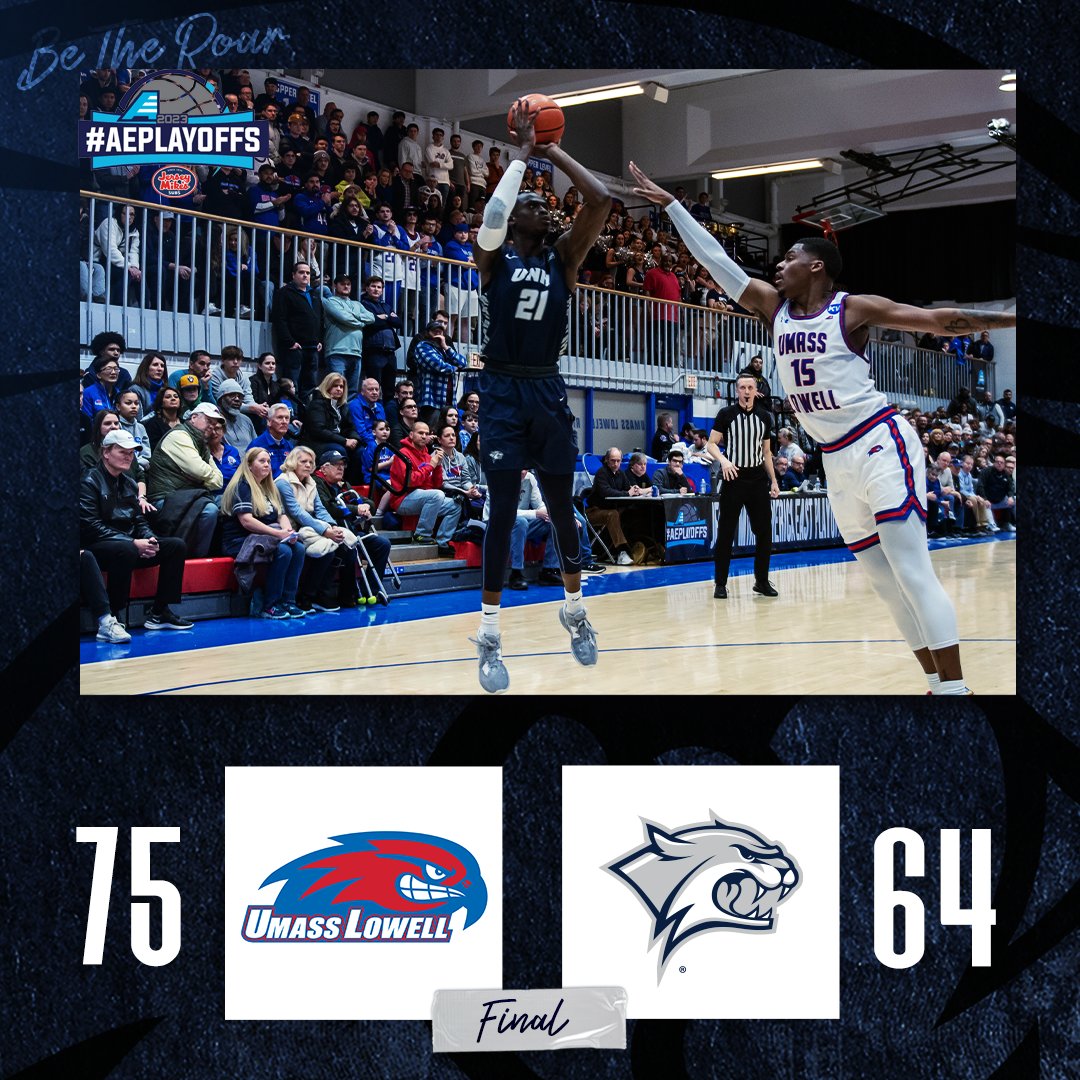 UNHMBB's tweet photo. Final score from Lowell as the 2022-23 season comes to a close for the Wildcats.

#BeTheRoar https://t.co/kwg5NuuaKH