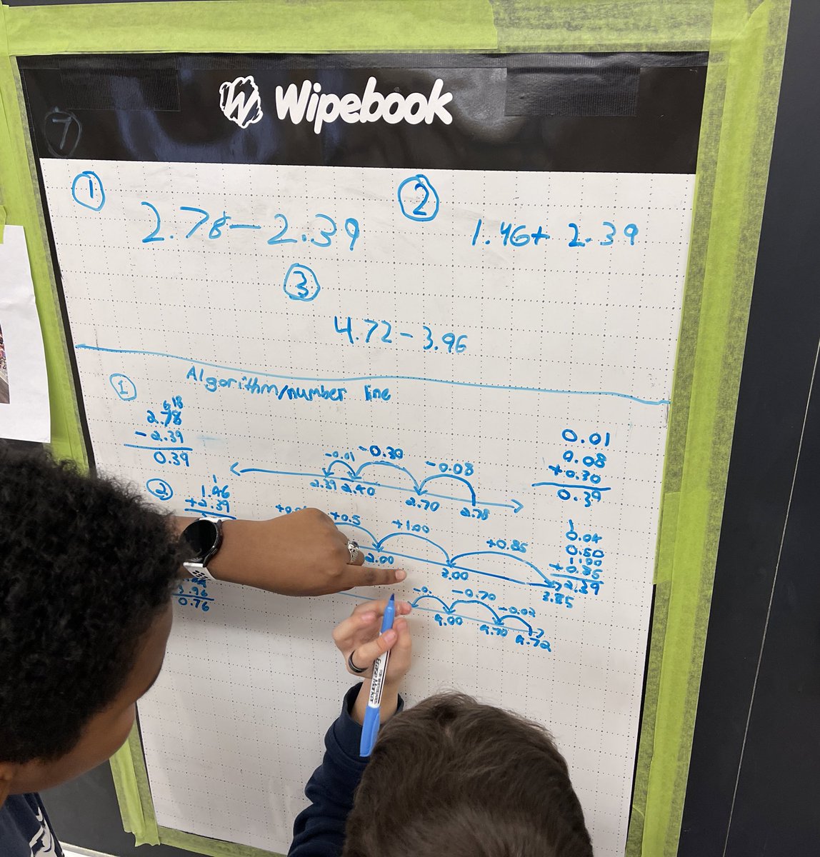 MrTinto_'s tweet photo. Calculating the differences in prices in food items. Some addition and subtraction of decimals using the number line happening in our math class. Students are using the number line to model their thinking and check their work using the standard algorithm. @DArcyTCDSB @GLewisOCT https://t.co/90zprFms4Q