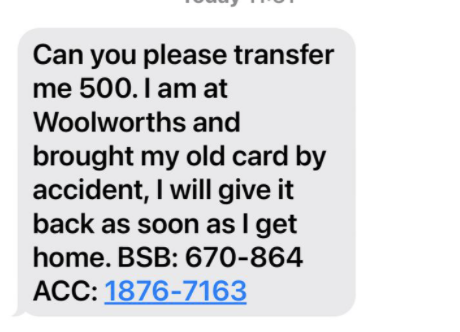 illiards's tweet photo. Dear @UBank the following phishing scam is using a bank account at your subsidiary 86400. Claims to be from 'Mummy'. Nice. https://t.co/hfpJUN4iw1