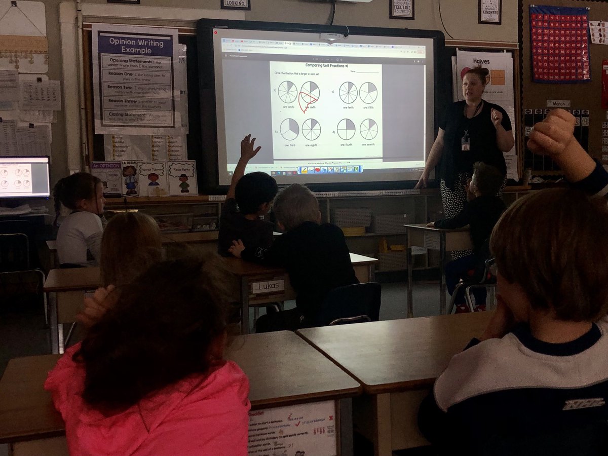 sttcatholic's tweet photo. Explicit and intentional instruction always has a place in math class. Miss Damaren teaches her students about fractions in this lesson. #balancedmath https://t.co/iPhpLfr2tY