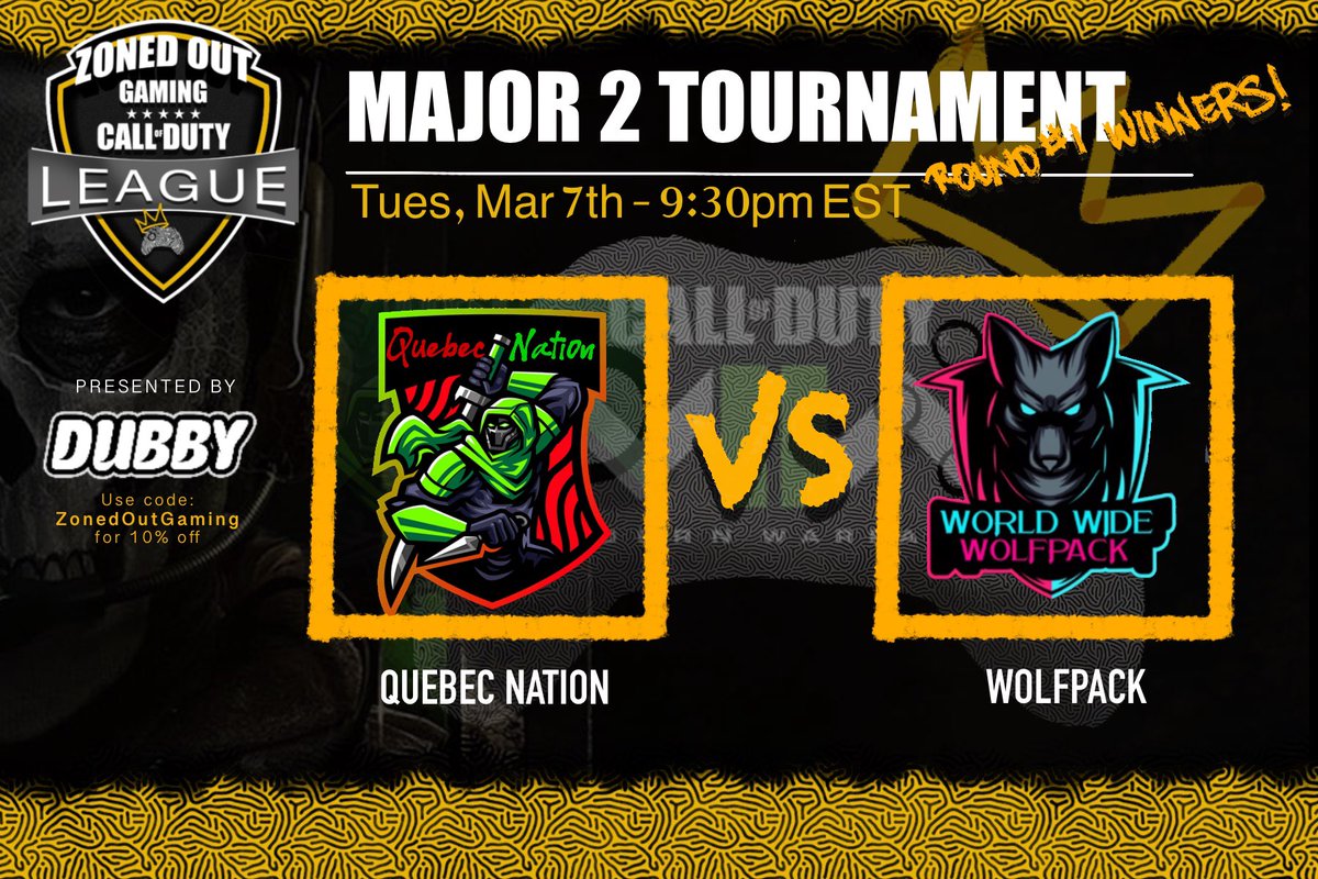 ZonedOutGaming's tweet photo. Tune in tonight at 9:30pm EST! We got #QuebecNation vs #WolfpackGaming in the #ZGL Playoffs!!!
https://t.co/Hxrp0sgnq0
.
.
.
#ZonedOutGaming #eSports #MW2 #CallofDuty
@CODReTweeters #LockIn #ModernWarfareII https://t.co/6AyXIaU4G2