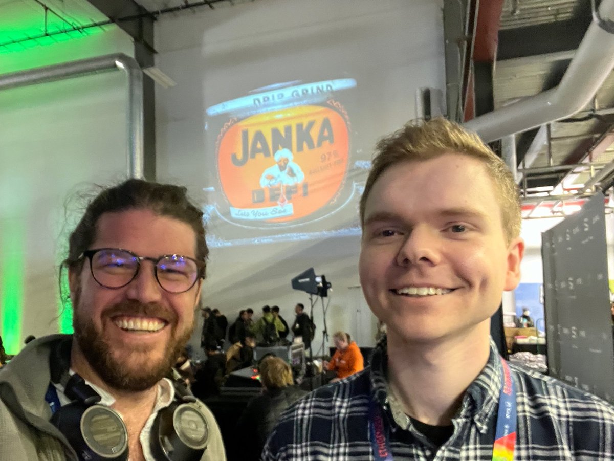 deploydan's tweet photo. #ETHDenverHighlight: BUIDLing with the @jankascore team

BUIDLing in the cold, BUIDLing without internet, BUIDLing when everyone else was asleep, and BUIDLing until sunrise to be sure we had the best submission possible.  We laughed, cried, bled, danced, and delivered. https://t.co/8UnEelYZSB
