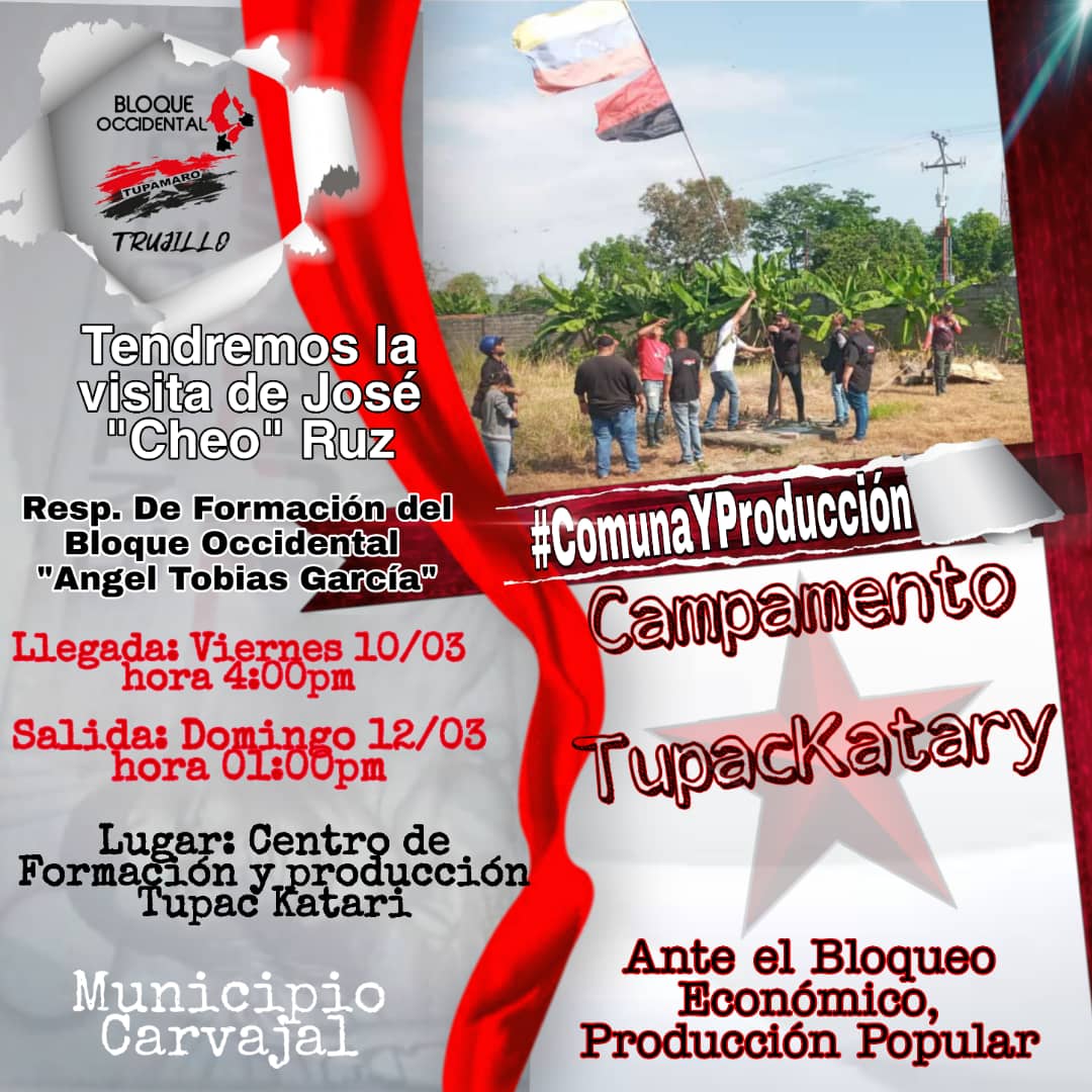 Los métodos de formación deben ser creativos, colectivos, alegres, que agiten la participación de la militancia a una Praxis placentera, este 10 de marzo  estaremos junto a nuestros hermanos del Edo. Trujillo en una actividad de formación, producción y recuperación de espacios.