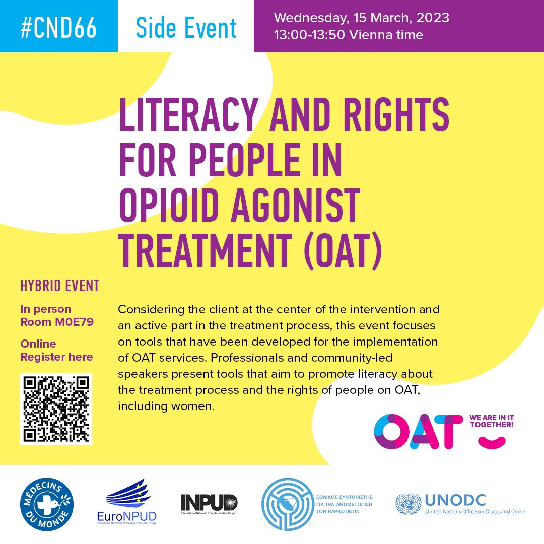 Very proud for #EuroNPUD  participation to next #CND66  
Next week! 
The only side event about OAT !