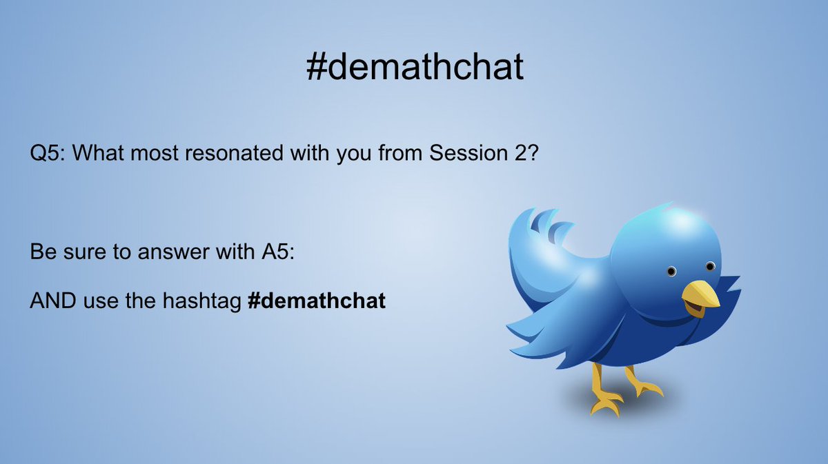 lancour28's tweet photo. Q5: What most resonated with you from Session 2?

Be sure to answer with A5: 
AND use the hashtag #demathchat https://t.co/295v0RVEhD