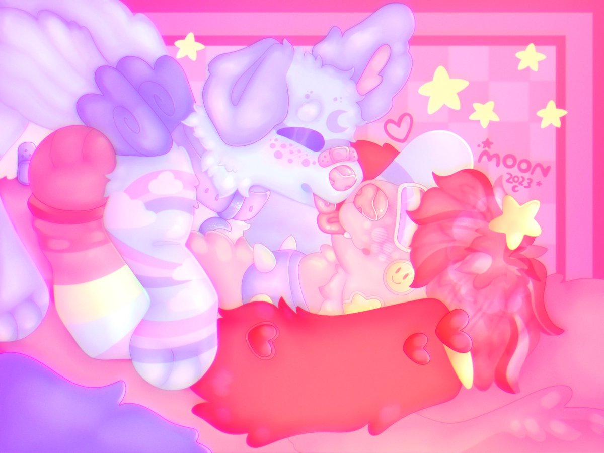 strawberrimoonn's tweet photo. trying to be more active on here so here’s an updated intro

hi, i’m theo (he/him). i’m a trans artist and I draw pastel wholesome fantasy characters.

wings of fire is my special interest and im also involved with the furry / sparkle dog community ^^ https://t.co/fhBmeuFR9l